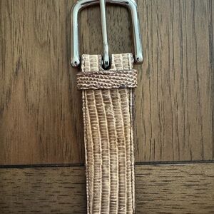 Tecovas Tan Lizard-Embossed Leather Belt with Silver Buckle